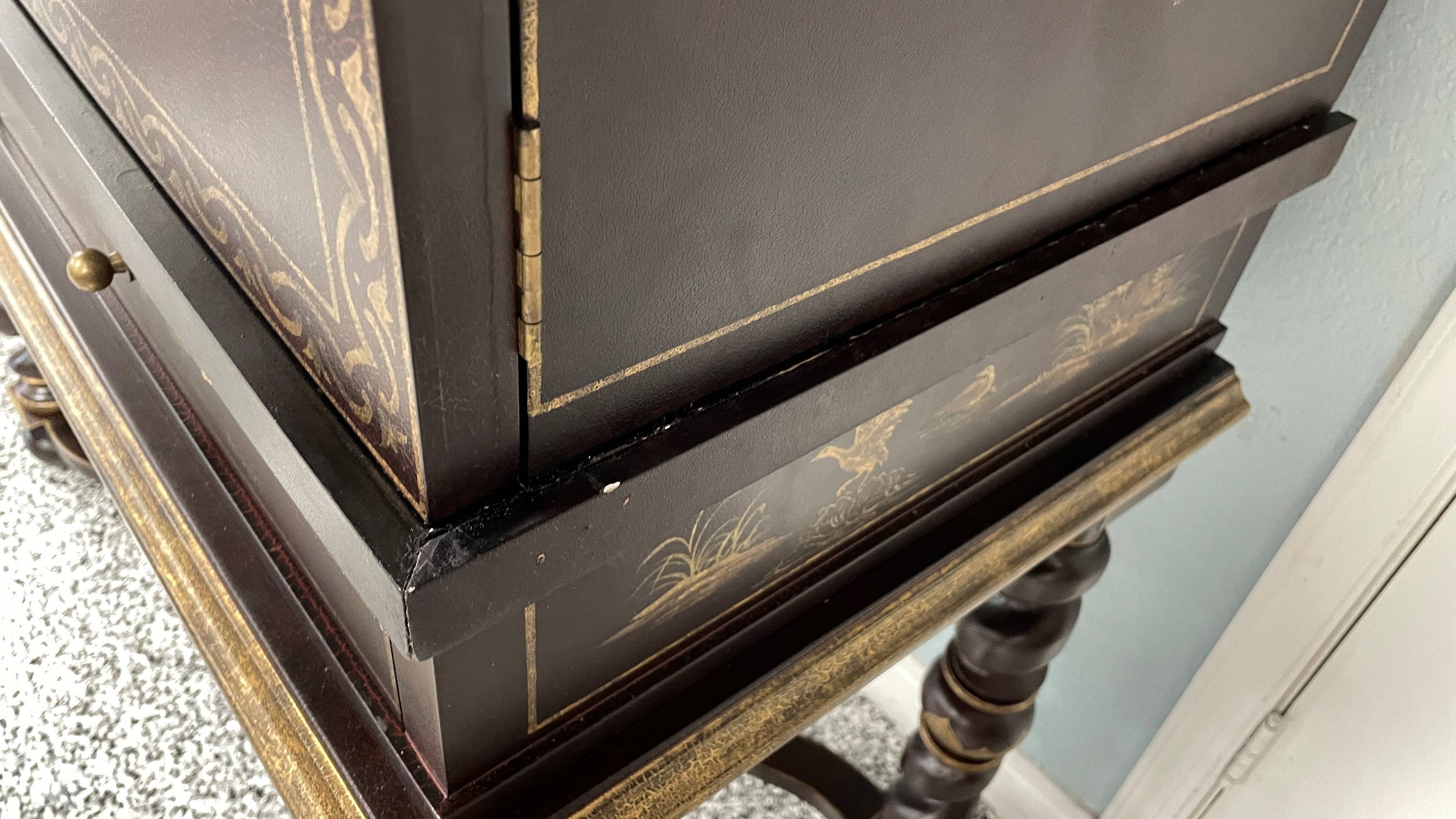Encore Furniture Gallery-Chinoiserie Decorated Storage Armoire Cabinet